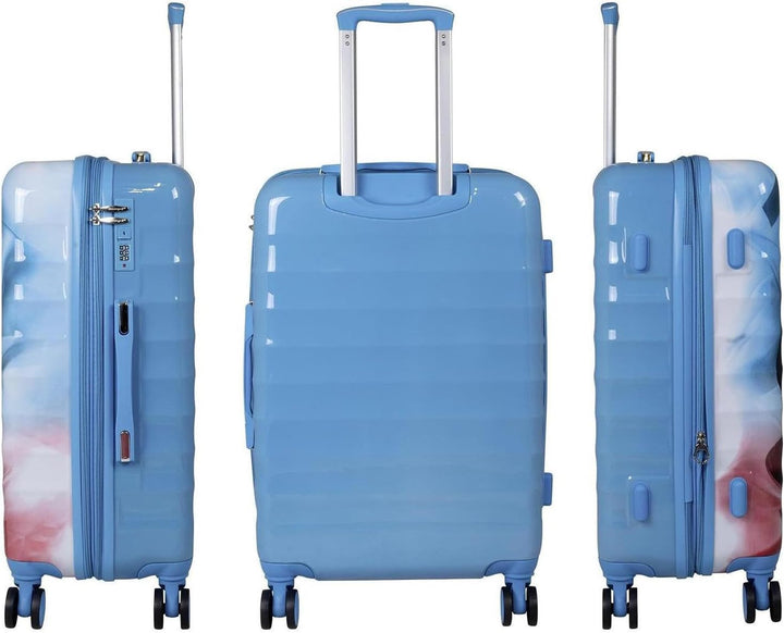Hartschalen Koffer Trolley Revona Blau Pink mit tollem Print Motiv, Handgepäck, Grösse M