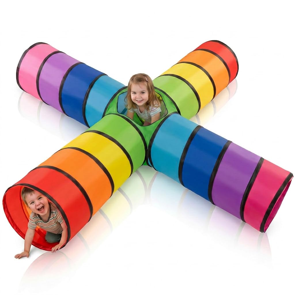 NUBUNI Tunnel x4 XXL : Tunnel Kinder : Kriechtunnel : Krabbeltunnel für Kinder : Spieltunnel Kind :