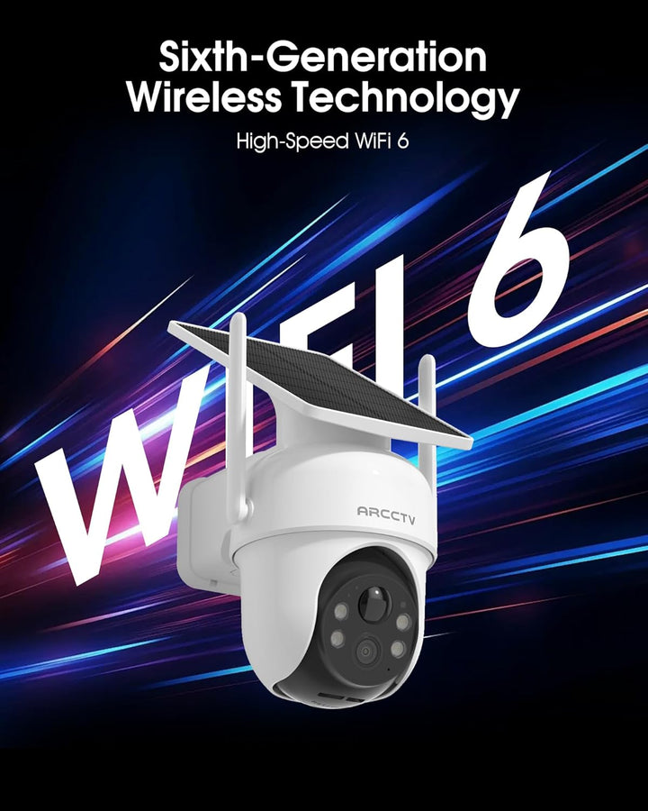 4MP Aussenüberwachungskamera, integriertes Solarpanel, 100 % kabellos für den Aussenbereich, 360°-Dr