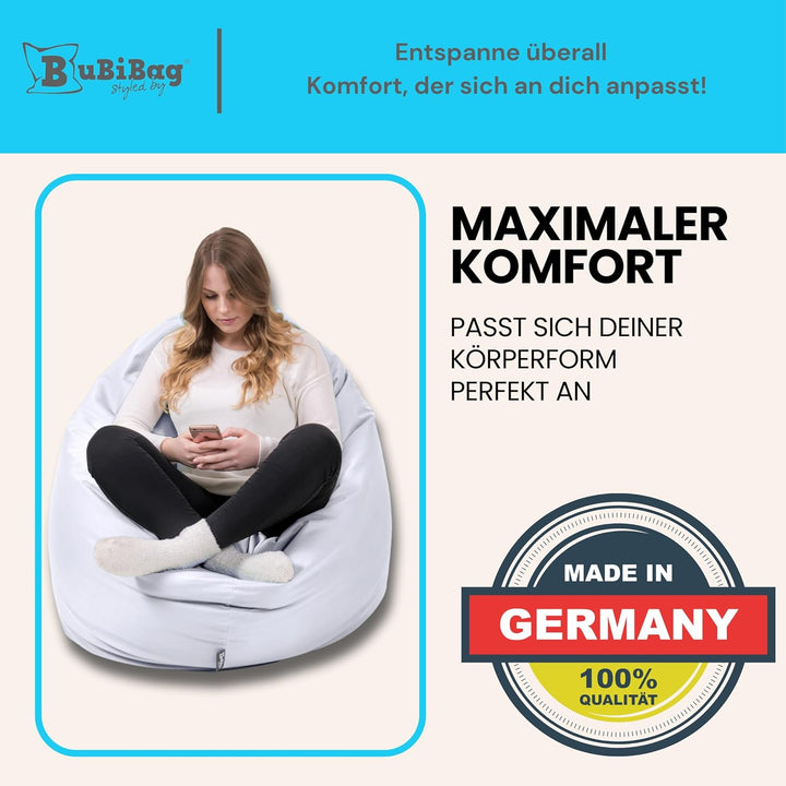 BuBiBag 2in1 Sitzsack L - XXL mit Füllung für Kinder &amp; Erwachsene, Gaming Beanbag &amp; Bodenkissen für