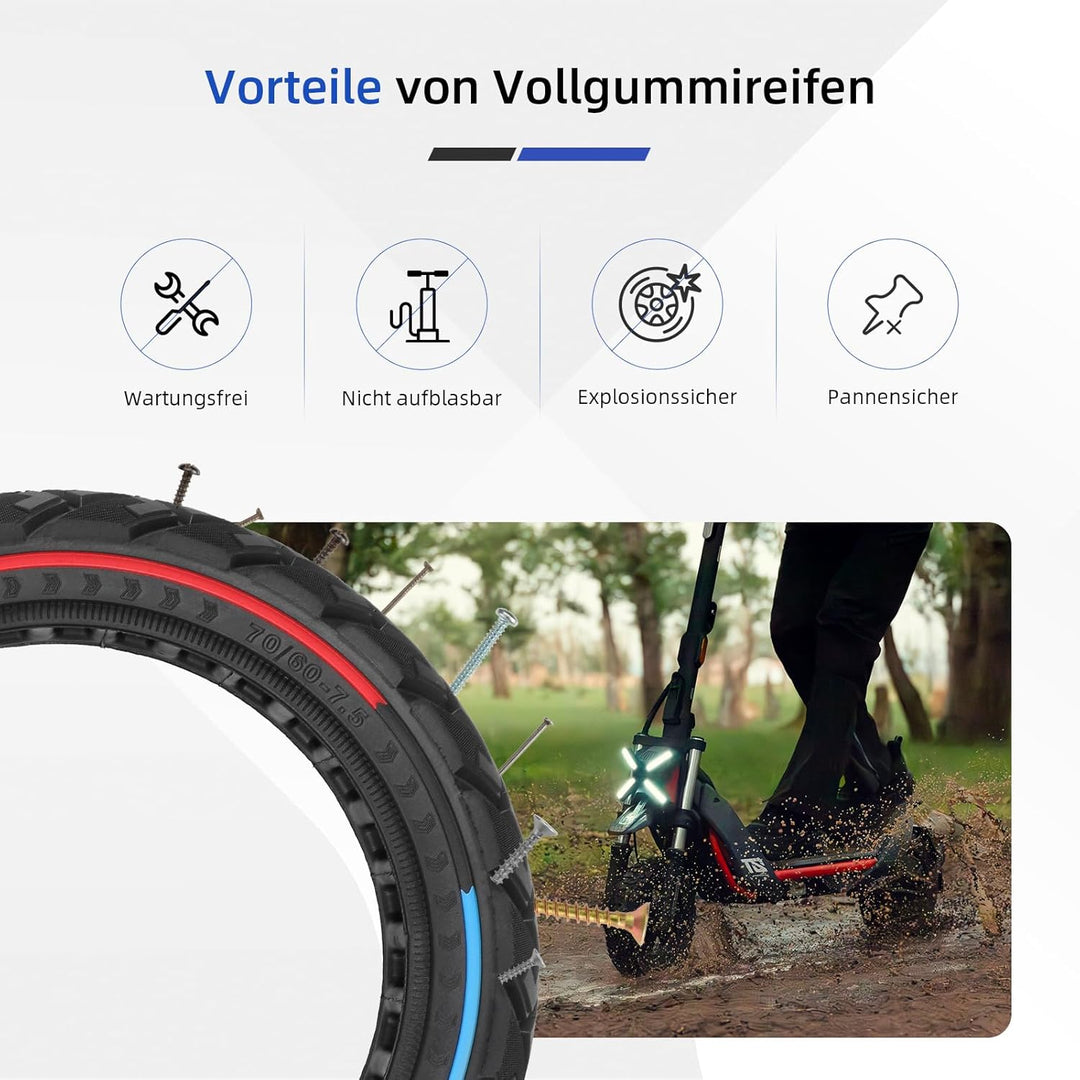 ulip 70/60-7.5 Elektroroller Vollreifen für Segway Ninebot G3/ZT3/ZT3 Pro Roller, Ersatzreifen vorne