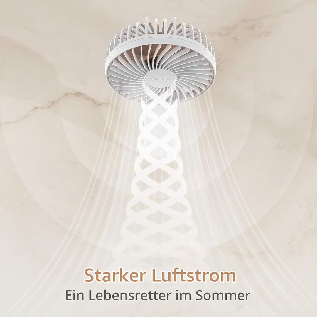 Funme Handventilator Tischventilator [5000 Akku 20 Stunden Lange Arbeitszeit] Starker Wind Leise 4 S