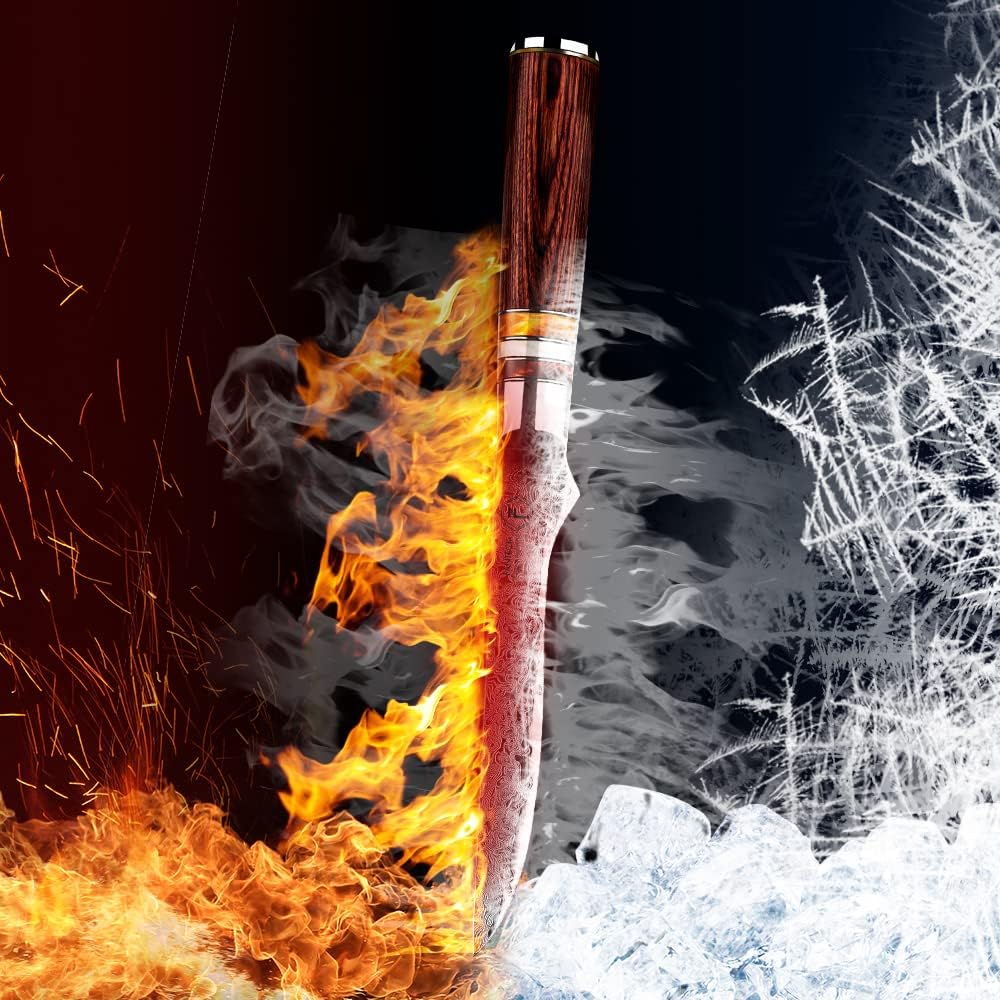 FANTECK Ausbeinmesser Damast, 14cm Fisch Filetiermesser Küchenmesser Profi Messer aus VG-10 67 Lagen
