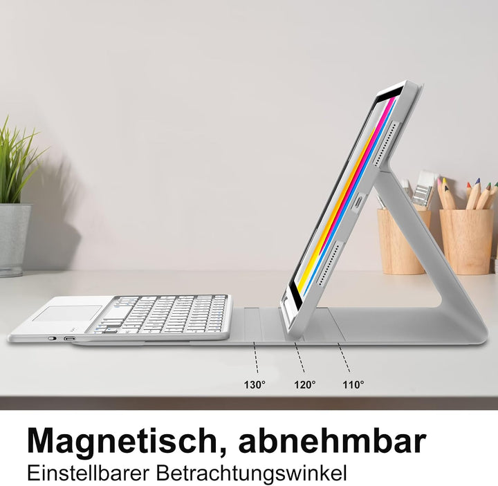 Hülle Tastatur für iPad (A16) 11/10 Generation (2025/2022) 11/10.9 Zoll Grau iPad (A16) 11/10 Genera