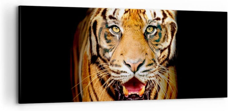 Panorama Bilder auf Leinwand 100x40cm Leinwandbild mit Rahmen tiger tier Gross Wanddeko Bild Schlafz