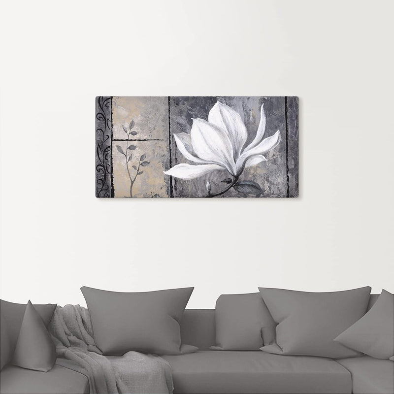 ARTland Leinwandbilder Wandbild Bild auf Leinwand 150 x 75 cm Botanik Blumen Magnolie Malerei Schwar