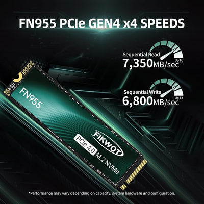 Fikwot FN955 4TB M.2 PCIe Gen4 Internes Solid State Drive mit Graphene Kühlaufkleber - Bis zu 7350 M