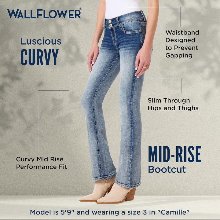 WallFlower Damen Luscious Curvy Bootcut Mid-Rise Insta Stretch Juniors (Standard und Plus) Jeans 44