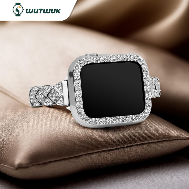 wutwuk Apple Watch Armband 42mm Glitzer Kompatibel mit Apple Watch 3 Armband 42mm mit Schutzhülle Sc