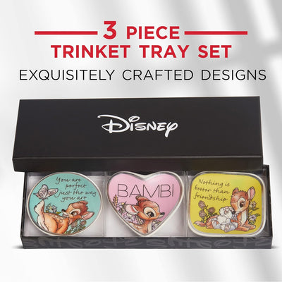 Disney Bambi Trinket Tray Gift Set, 3 Piece Jewelry Dish Ring Holder