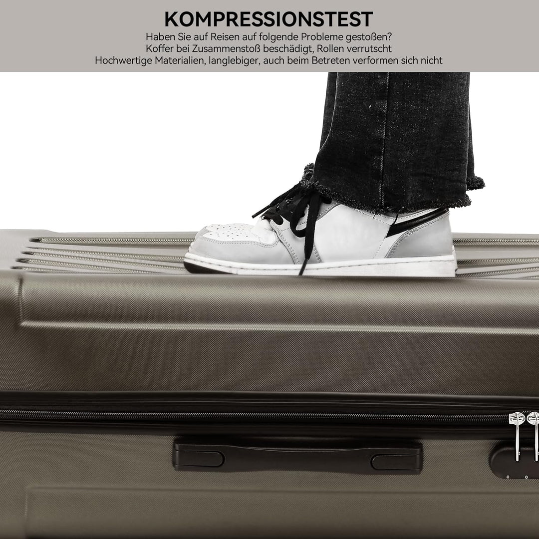 BEIBYE Zwillingsrollen Hardcase Reisekoffer Koffer Trolleys Hartschale in XL-L-M in 14 Farben (Coffe