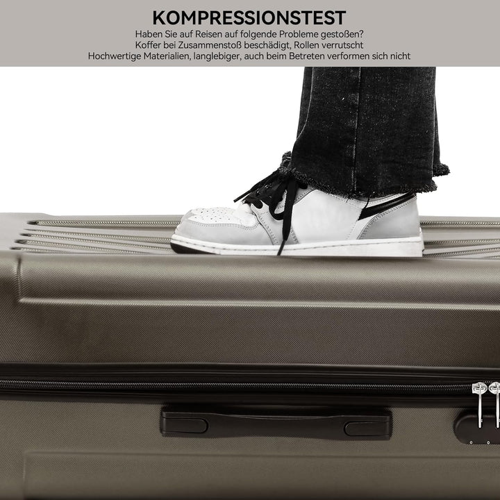 BEIBYE Zwillingsrollen Hardcase Reisekoffer Koffer Trolleys Hartschale in XL-L-M in 14 Farben (Coffe