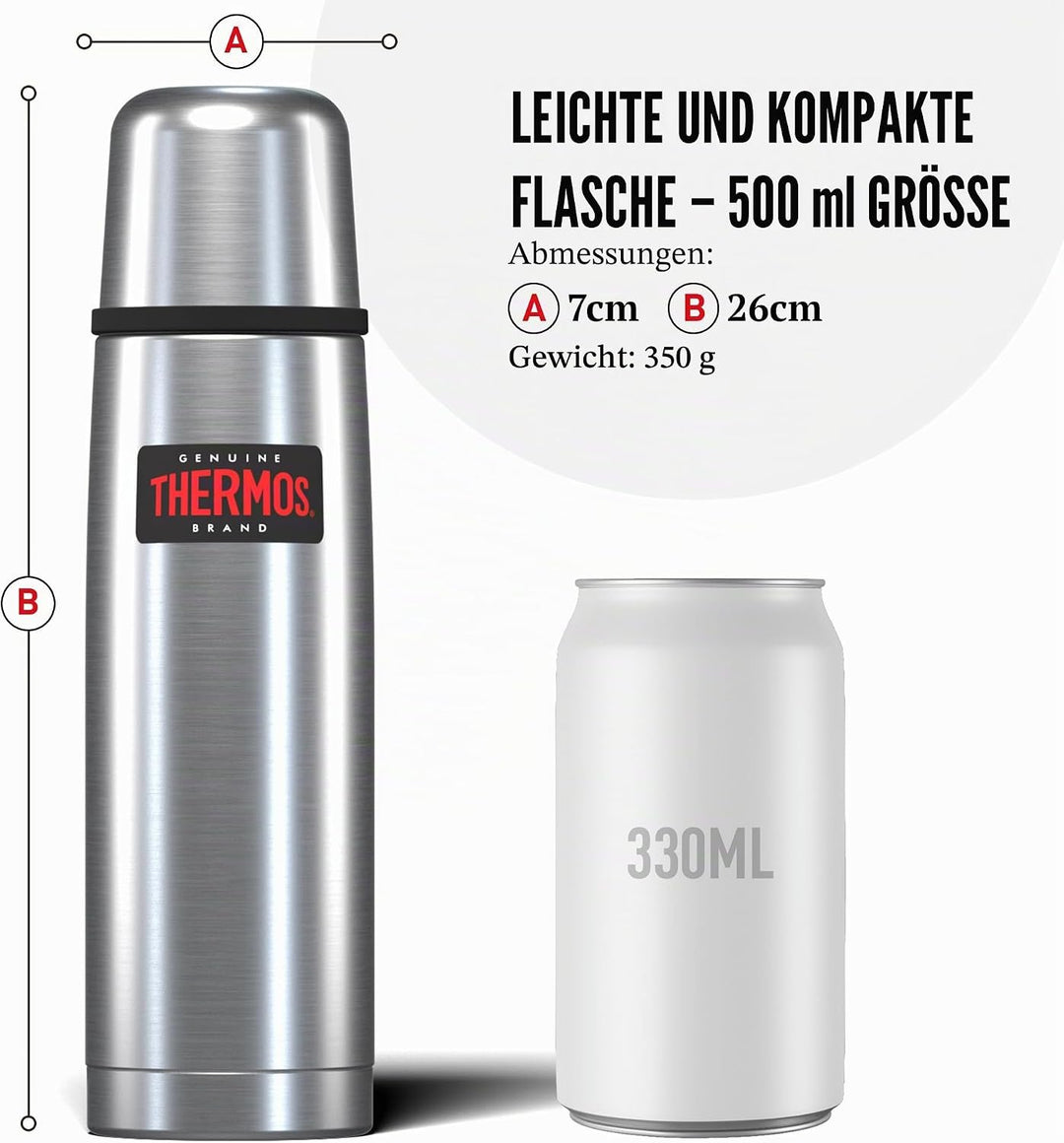 Thermos Edelstahl-Thermosflasche 0,5 l, leicht und kompakt A 500 ml, A 500 ml