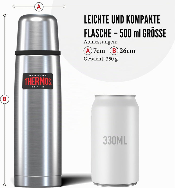 Thermos Edelstahl-Thermosflasche 0,5 l, leicht und kompakt A 500 ml, A 500 ml