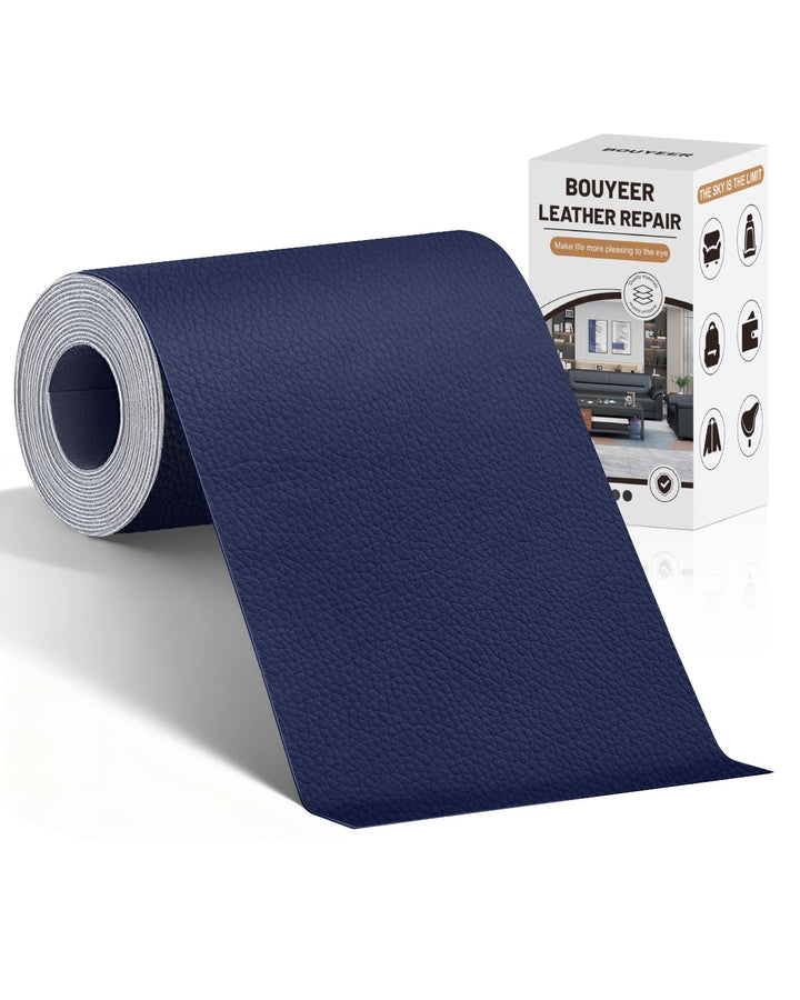 Leder Reparatur Set Glatt Marineblau,10x210 cm Kunstleder Selbstklebend, Umweltfreundliche & Geruchs