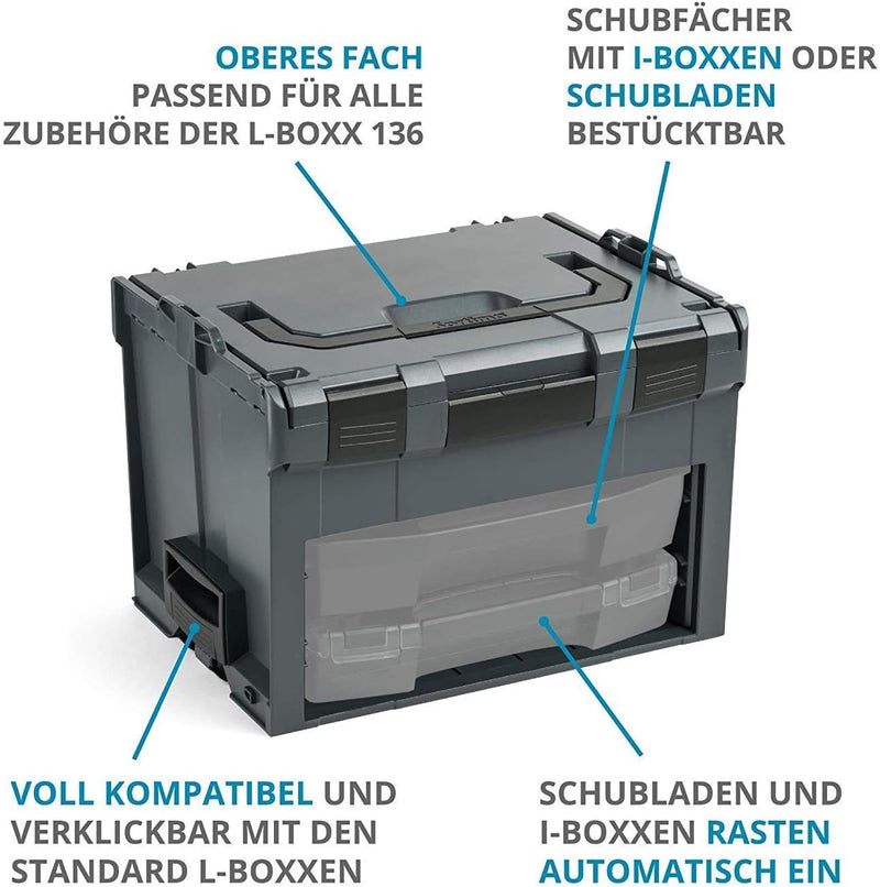 L-BOXX Sortimo LS-Boxx 306 Werkzeugkoffer Set in Anthrazit | mit i-Boxx 72 leer & LS-Schublade 72 le