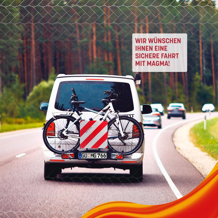 MAGMA Warntafel für hinten, Italien. Für Fahrradträger, Heckträger, Anhänger, Warnschild für Wohnwag