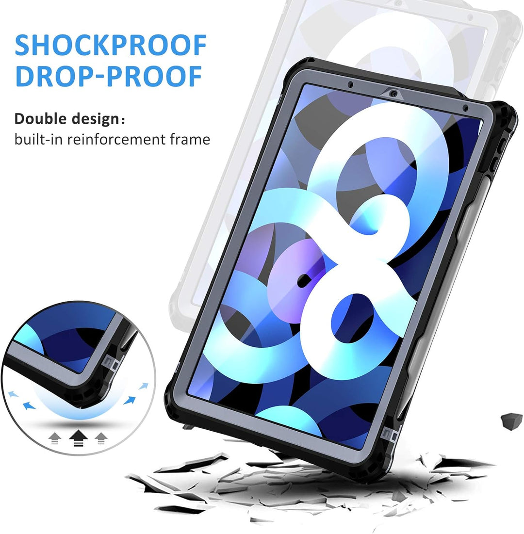 Lanhiem für iPad Air 10.9 2020 Hülle (4.Generation), 360 Grad wasserdichte Case Robuste Ganzkörper R