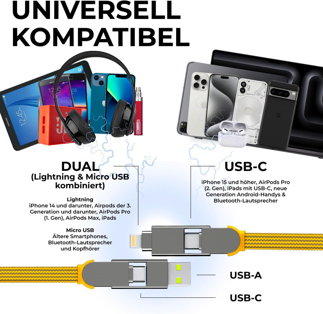 Rolling Square inCharge XL 300 cm - USB-C-Kabel, Universal-Smartphone-Kabel, Geschenk für Männer, 6-
