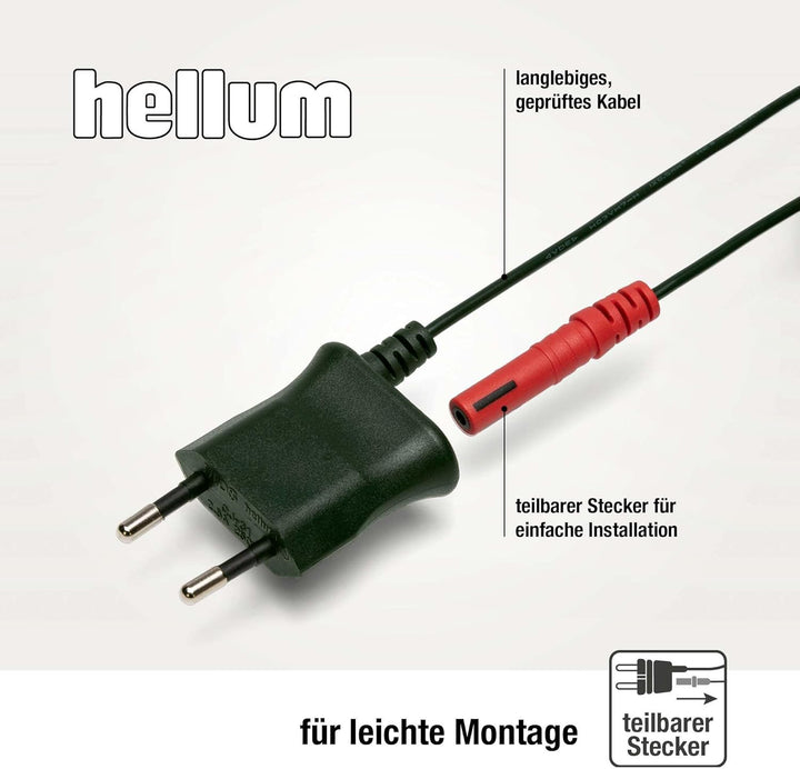 hellum Lichterkette Made-in-Germany Weihnachtsbaum, Kerzen Lichterkette innen mit Clip, 15 BS warm-w