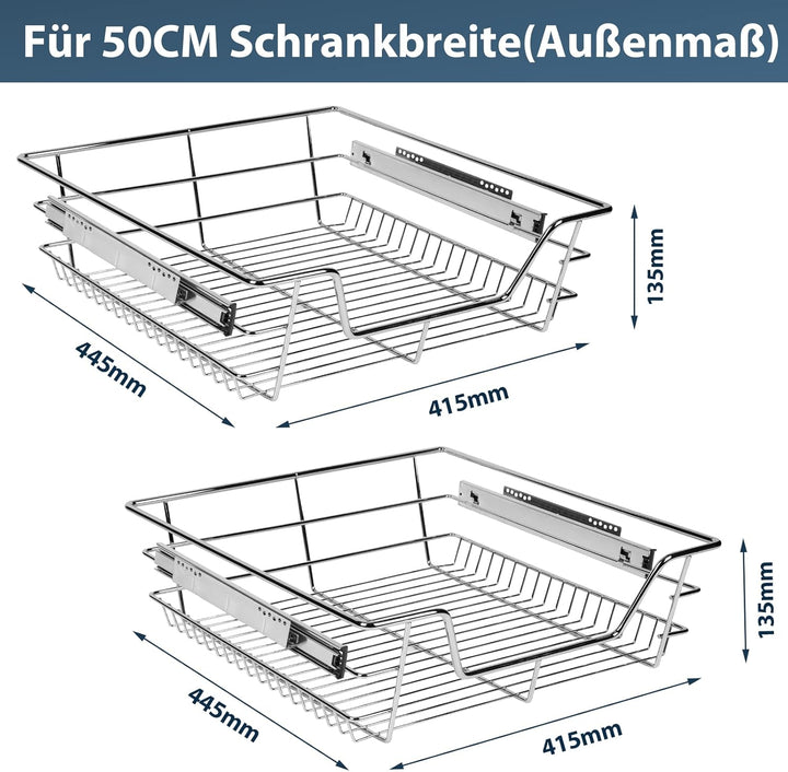 Küchenschublade 4x Teleskopschublade 50cm Schrankbreite 25 Kg Tragkraft Korbauszug Schrankauszug Wer