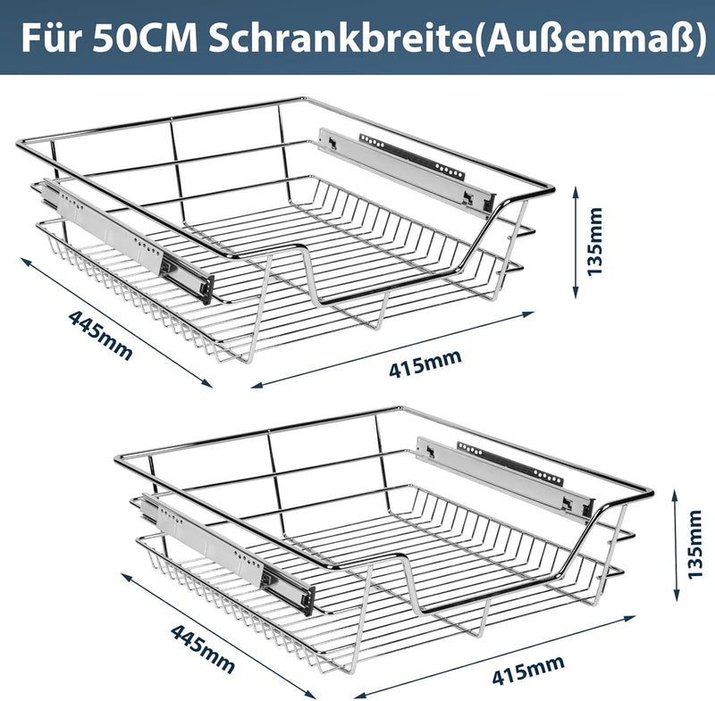 Ikodm Teleskopschublade 2X50cm Küchenschublade, Schrankauszug,Küchenschrank Auszug Nachrüsten,Küchen