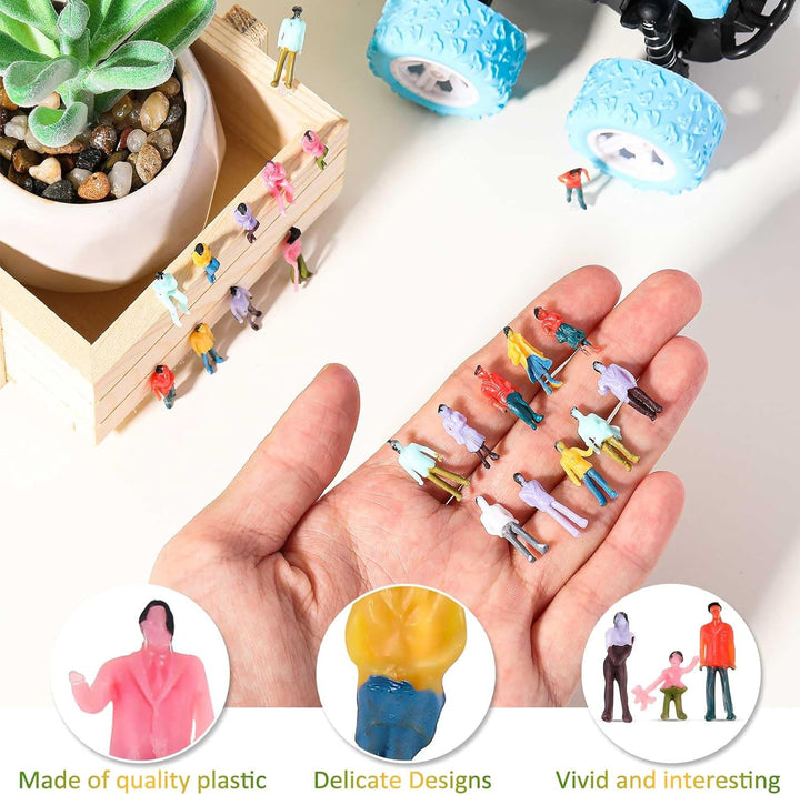 Namalu Miniatur Figuren 1:100 Massstab, Bemaltes Architekturmodell aus Kunststoff Sitzende und Stehe