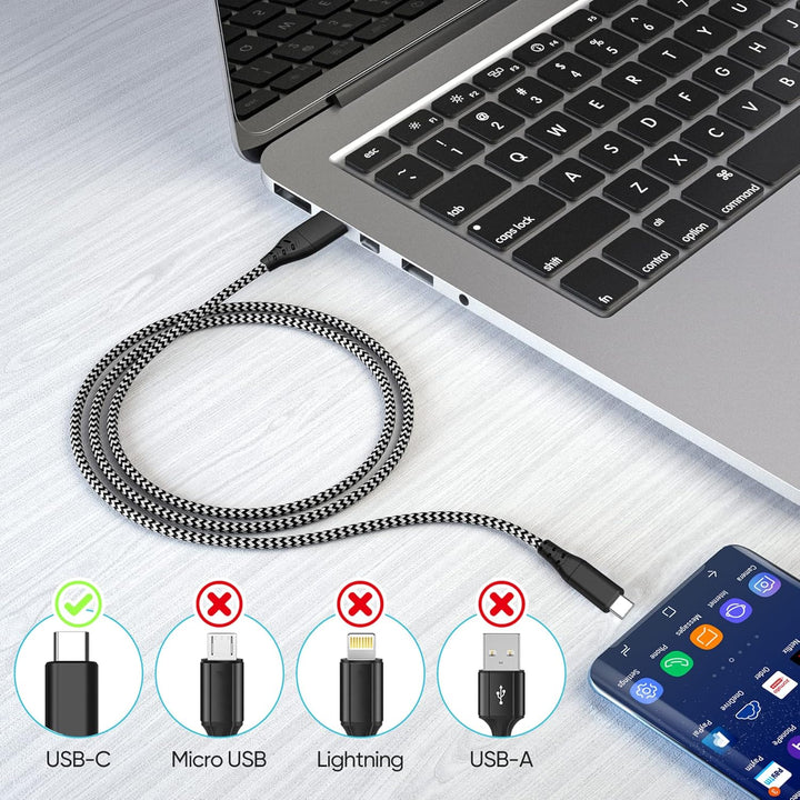 Adaptive Fast Ladegerät mit USB-C Nylon Schnellladekabel 2 M, Original-Fast-Ladung QC3.0 kompatibel