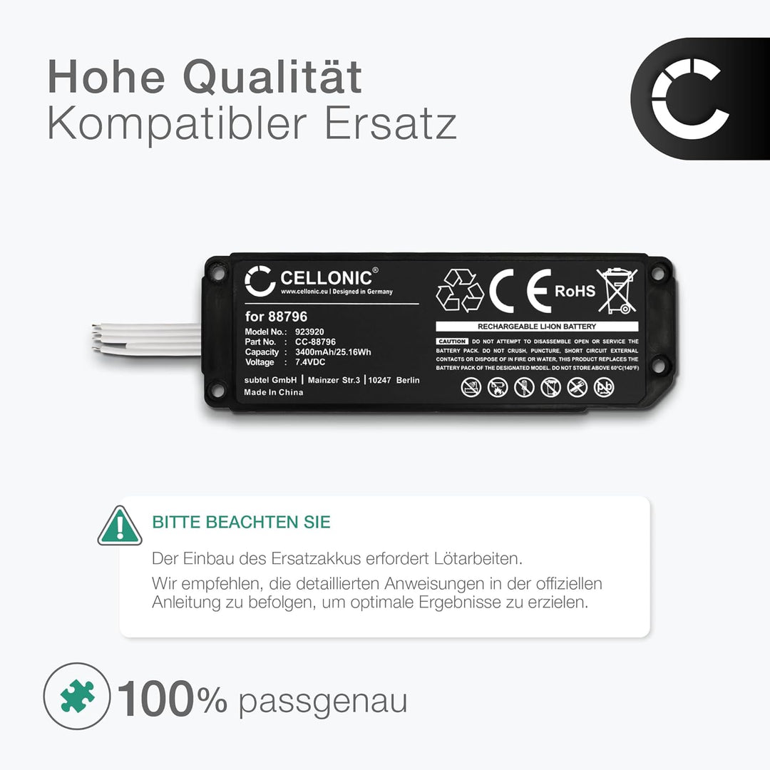 CELLONIC® Ersatzakku 088772,088789,088796 für Bose Soundlink Mini 2 Lautsprecher Musikbox Akku 2200m