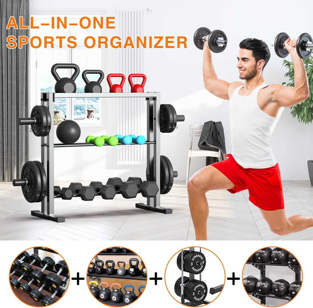 WINNOW Hantelständer, 3-Tier Gewichte Aufbewahrungsständer für Hanteln, Hantelplatten und Kettlebell