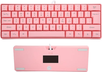 ASHATA Rosa Gaming Mechanische Tastatur, 61 Tasten RGB Hintergrundbeleuchtung Computer USB Gaming Ta