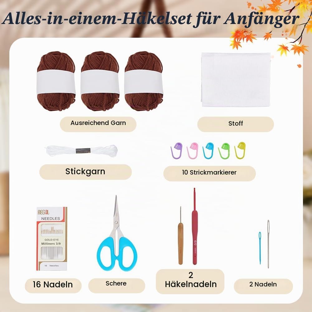 FREEBLOSS Häkel Schultertaschen Set Zum Selbermachen: Komplettes Häkel Starterset Mit Video Anleitun