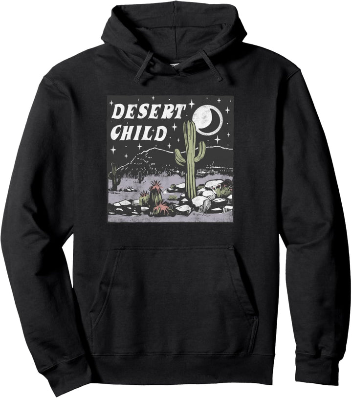 Trendy Desert Child Graphic Cactus Square Pullover Hoodie
