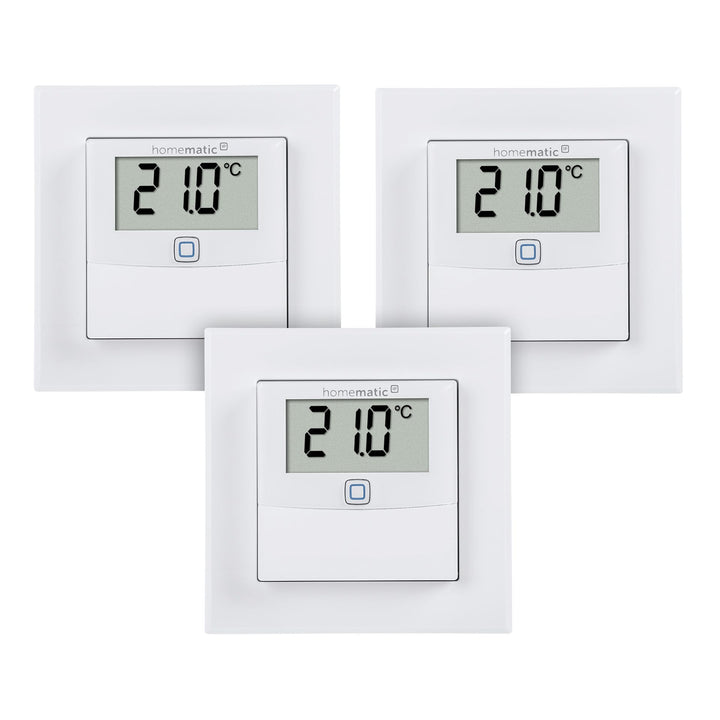 Homematic IP Smart Home 3er-Set Temperatur- und Luftfeuchtigkeitssensor mit Display – innen, steuert