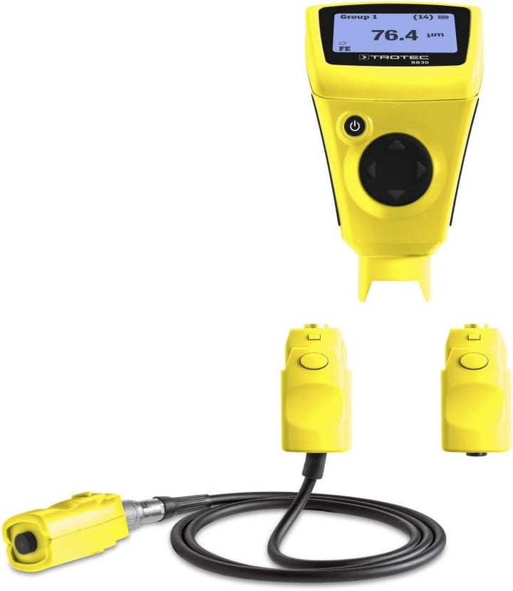 TROTEC Lackmessgerät BB30 – Lackschichten Messgerät für Auto – Messbereich 0 µm bis 2.000 µm, Speich