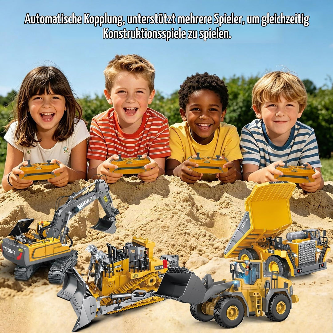 Ferngesteuertes Spielzeug,11CH,2,4GHz Bagger RC,680° Drehung,Mit Licht und Ton,Geeignet für Jungen i