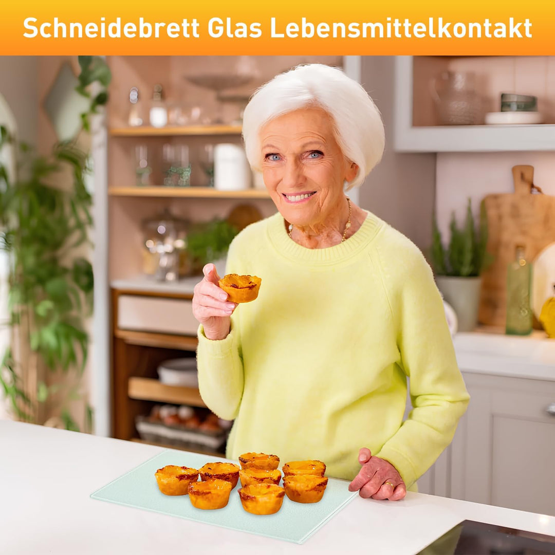 Schneidebrett Glas, 28x20cm Kratzfest Schneidbrett, 2 Stück Gehärtetem Schneidebrett mit Rutschfeste