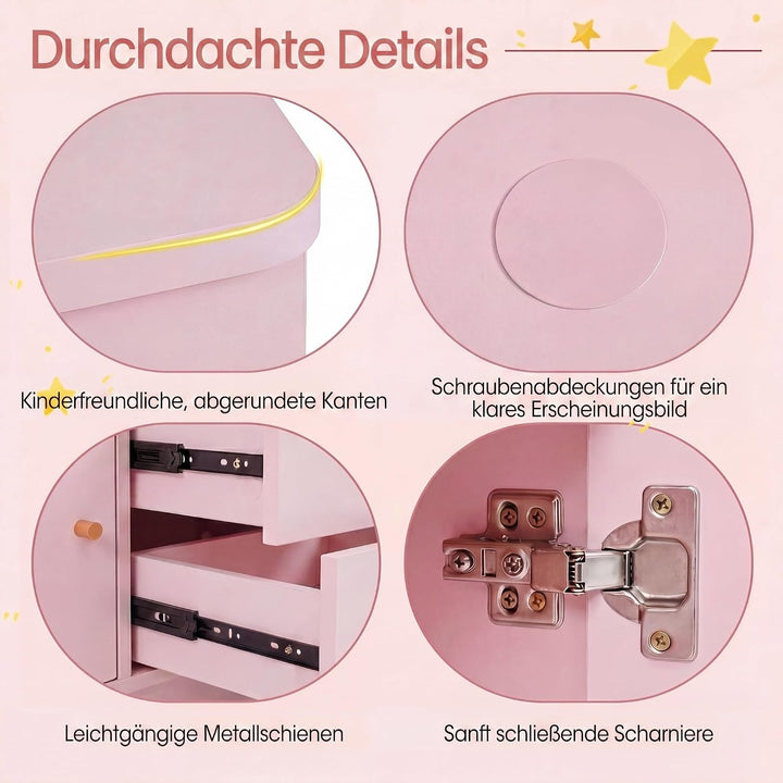DREAMADE Spielzeug Regal, Kinderzimmer Möbel (Doppeltür, Rosa) | Kinderregal Spielzeugregal mit Schu