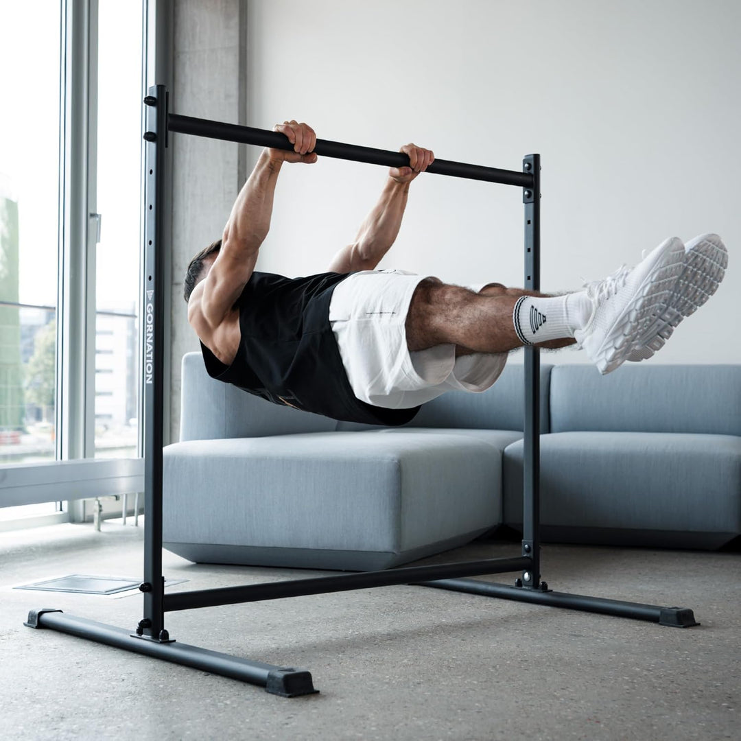 GORNATION Static Bar, Front Lever Bar mit rutschfesten Füssen, pulverbeschichtetem Griff, verstellba