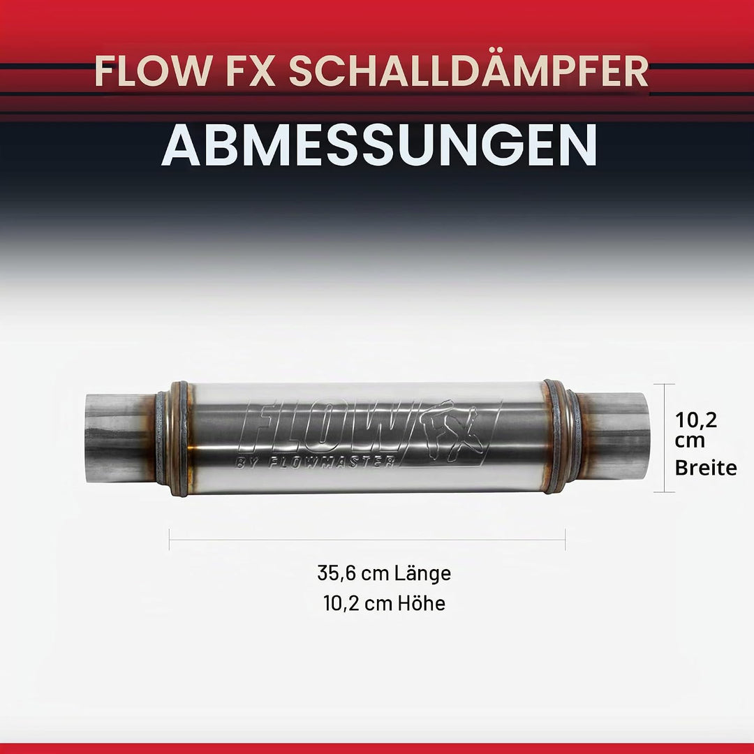Flowmaster 71419 Edelstahl Sound Auspuffschalldämpfer FlowFX Schalldämpfer, 3" In/Out, Runder Körper