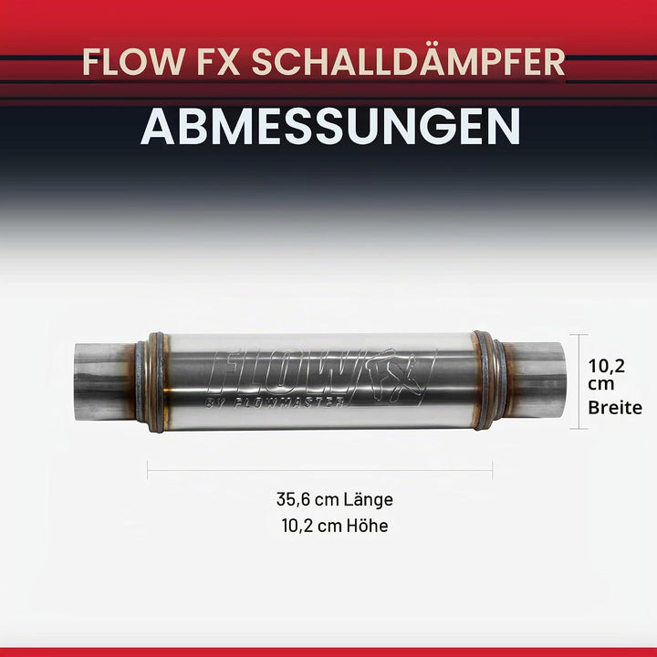 Flowmaster 71419 Edelstahl Sound Auspuffschalldämpfer FlowFX Schalldämpfer, 3" In/Out, Runder Körper