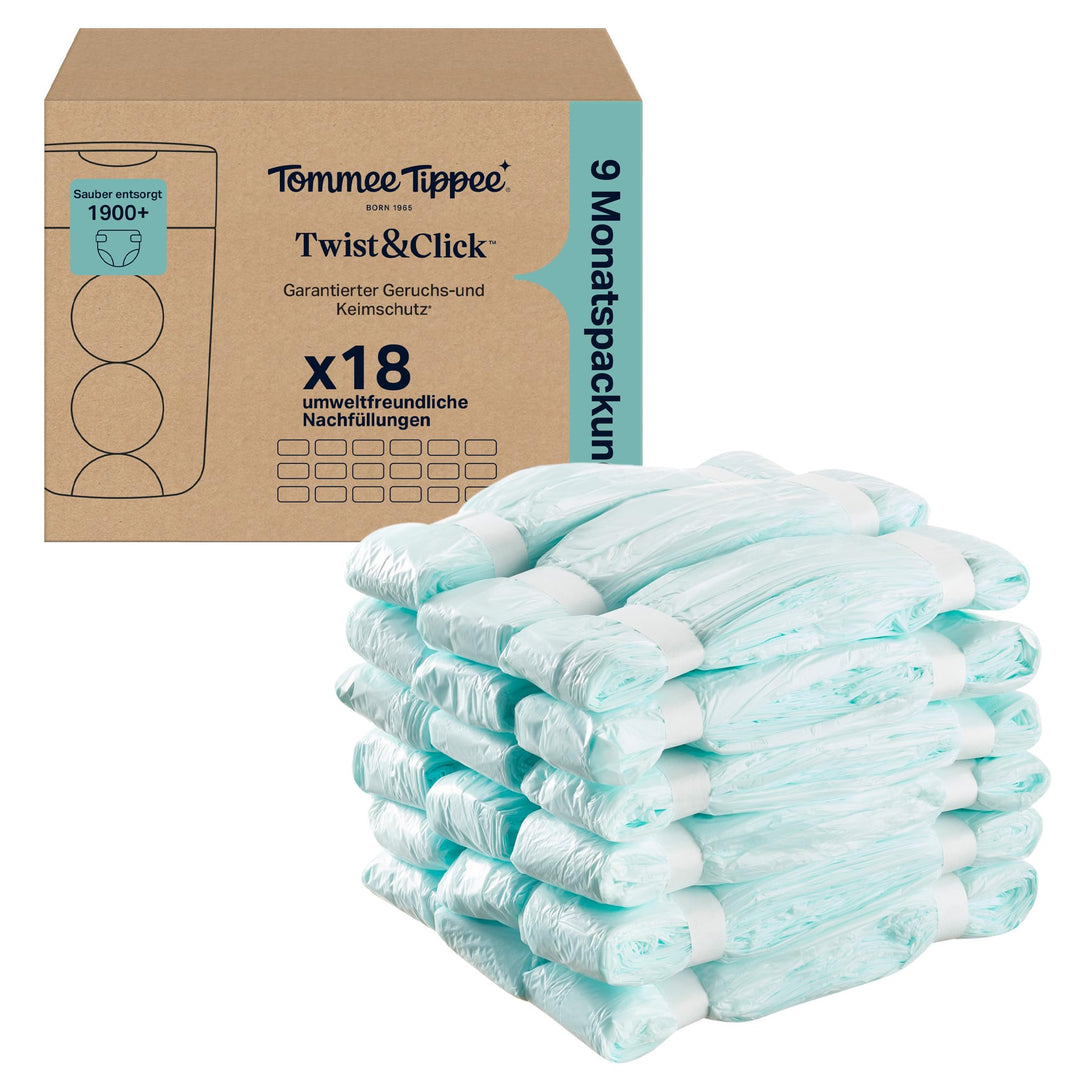 Tommee Tippee Umweltfreundliche Nachfüllpackungen für Windeleimer, Twist & Click, Greenfilm, antibak