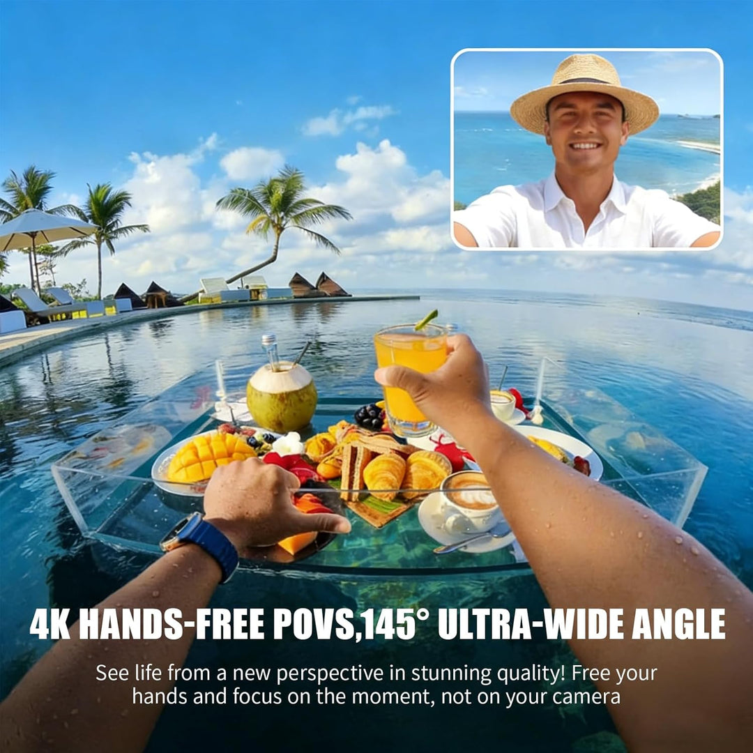 OBEST Action Cam 4K 30FPS Wasserdicht 10m WiFi Action Kamera 64GB Mini Bodycam Körperkamera Bildstab