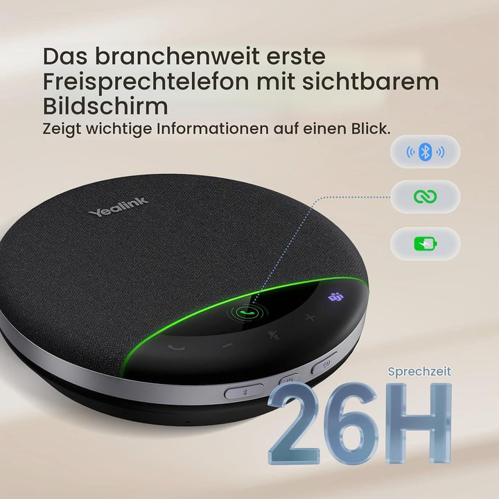 Yealink SP96 Bluetooth Konferenzlautsprecher, Tragbarer Lautsprecher mit 30 m Reichweite, 6 Mikrofon