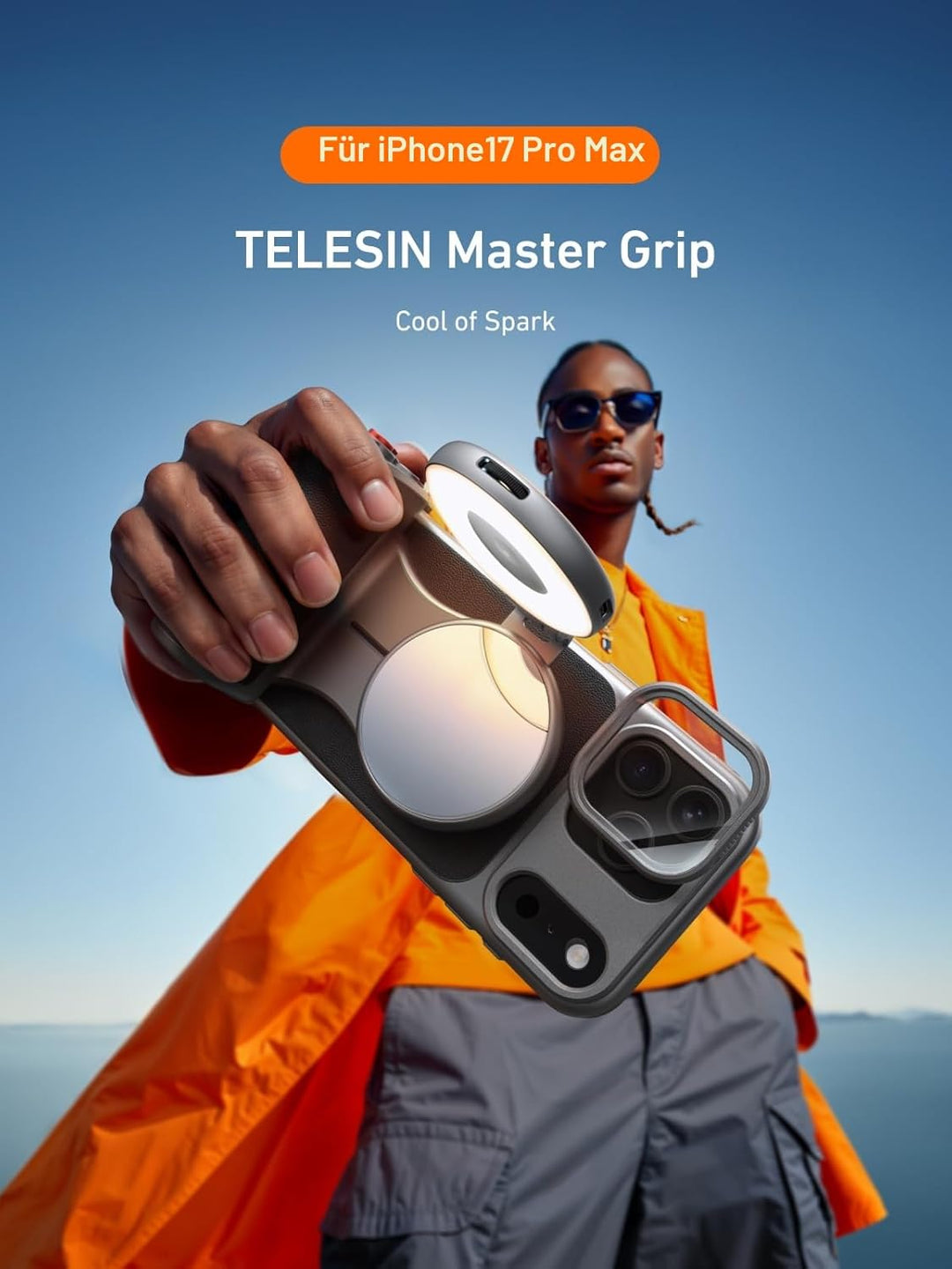 【Nur für iPhone 17 Pro MAX】 TELESIN Master Grip Kit, Magnetic Kameragriff Creator Kit für iPhone 17