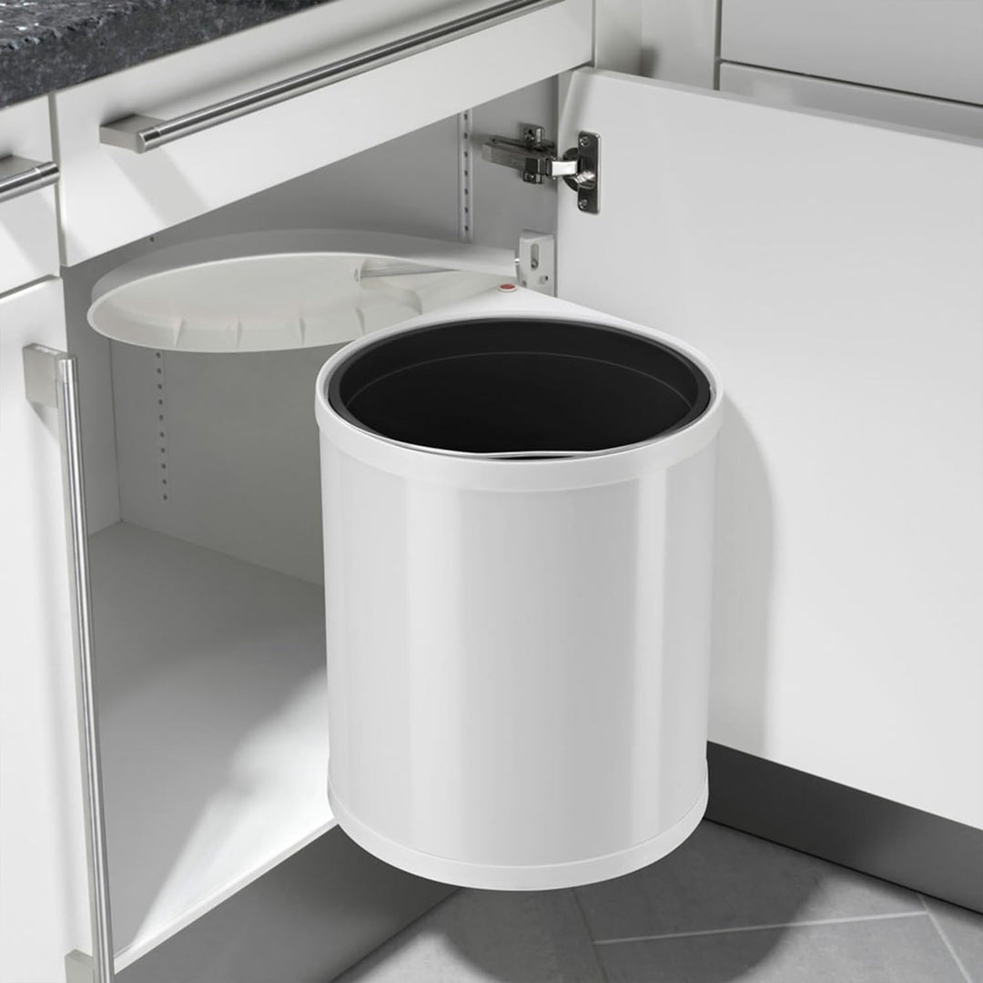 Hailo CompactBox M Abfallsammler - Einbau Swing Mülleimer aus Stahlblech, Farbe weiss für Küche und