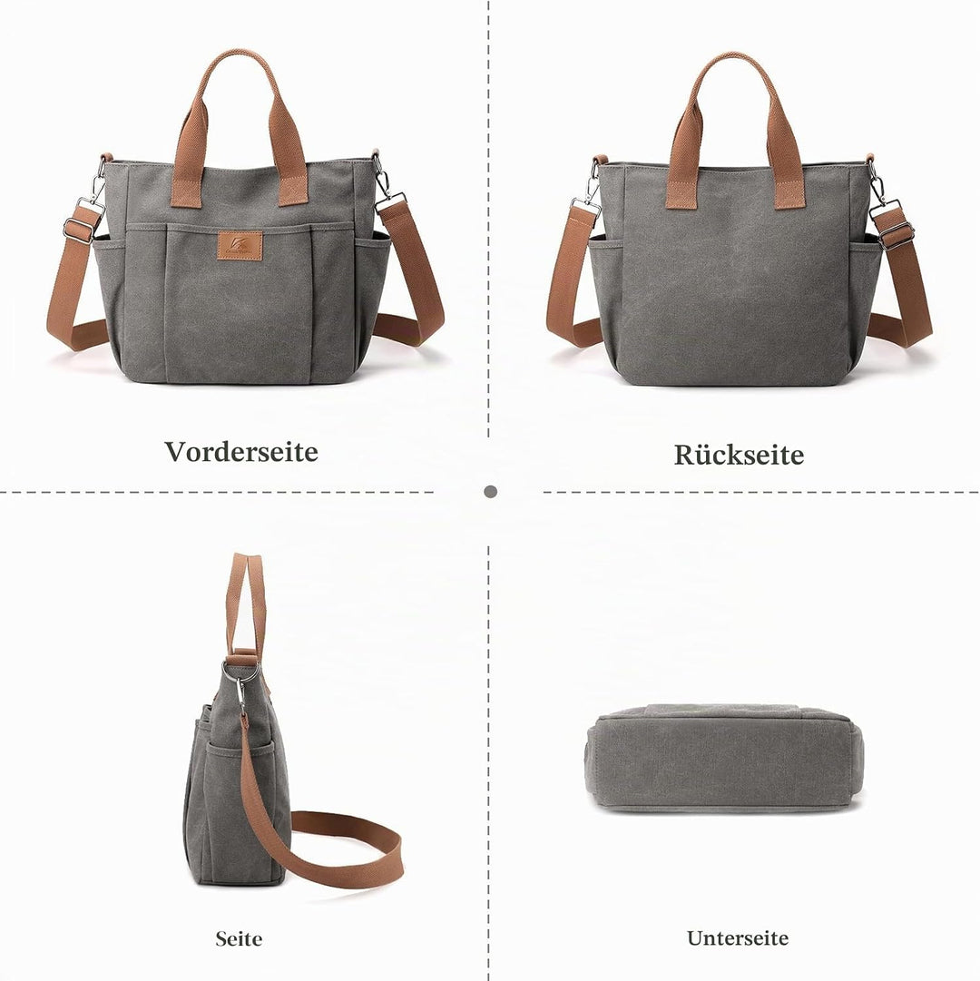 CORIOS Canvas Schultertasche Damen Handtasche Grosse Kapazität Umhängetasche Casual Henkeltaschen Mu