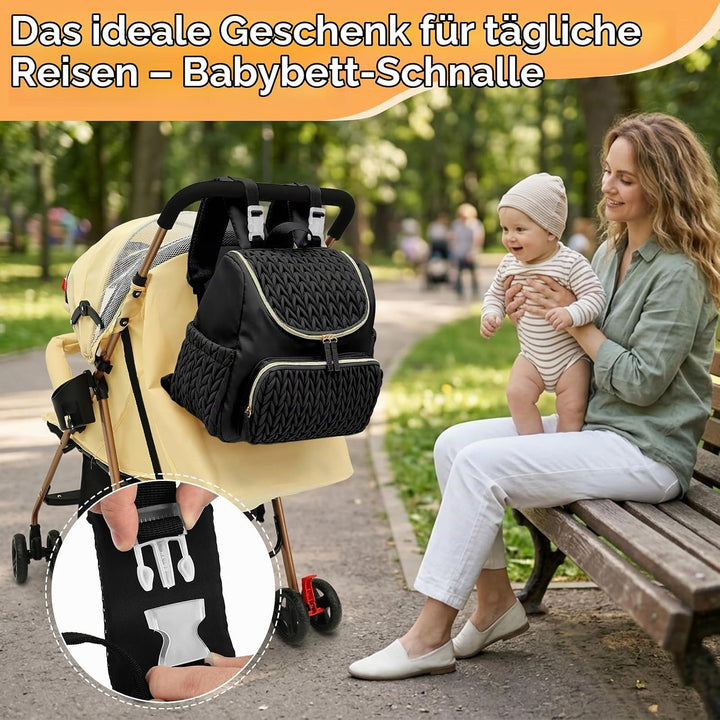 Wickelrucksack, Wickeltasche mit Wickelunterlage(schwarz), Schwarz