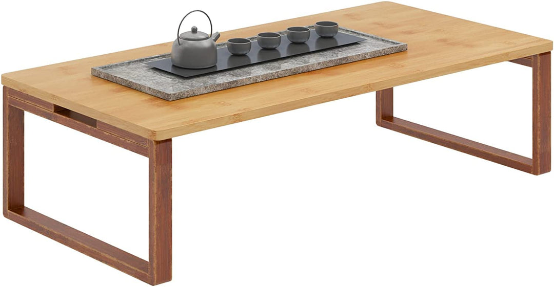 SogesHome Bambus Beistelltisch Couchtisch Kaffeetisch Klappbarer Niedriger Zen Teetisch Bodentisch T