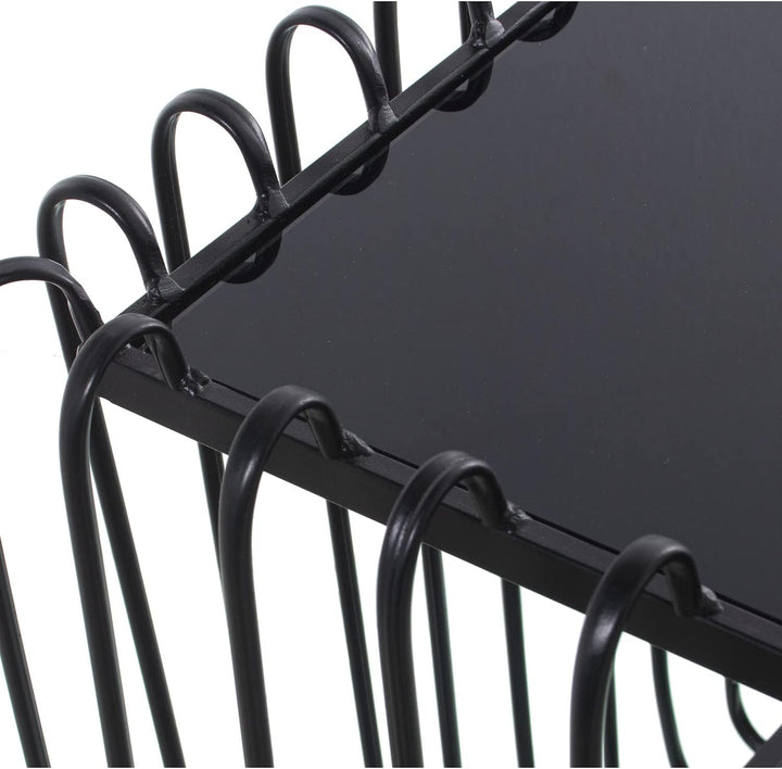 DRW Set aus 2 quadratischen Tischen aus Metall mit Glas in Schwarz 60 x 60 cm und 45 x 45 x 45 cm, G
